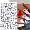 Heart Nail Stickers for Nail Art, Valentine's Day Nail Art Stickers 3D Self-Adhesive Black Love Heart Letter Valentines Sticker for Nails Art Decorations French Manicure Decals DIY Nail Art Supplies