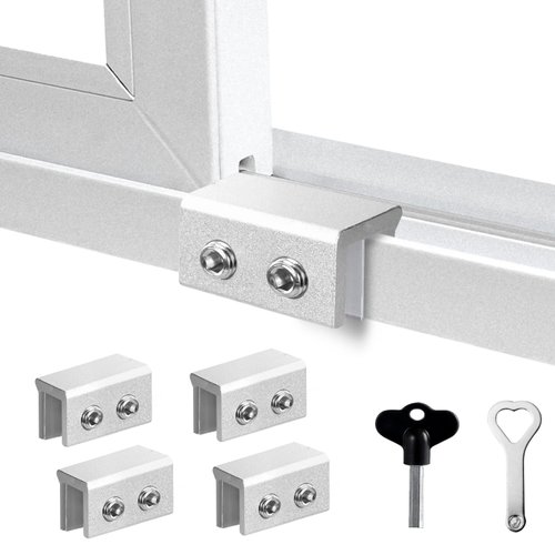 PINGXNG Window Locks,4 Sets,Alu Alloy material Window Lock for Vertical&Horizontal Sliding Windows and Doors,Adjustable Security Window Stop,for Child Home Safety,Bedroom,Office&Balcony(silver medium)