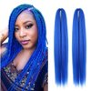 WUDAS Blue Braiding Hair 18 Inch Long Pre Stretched Hair Straight Yaki Texture Synthetic Hair Extensions Softness, 2 Packs