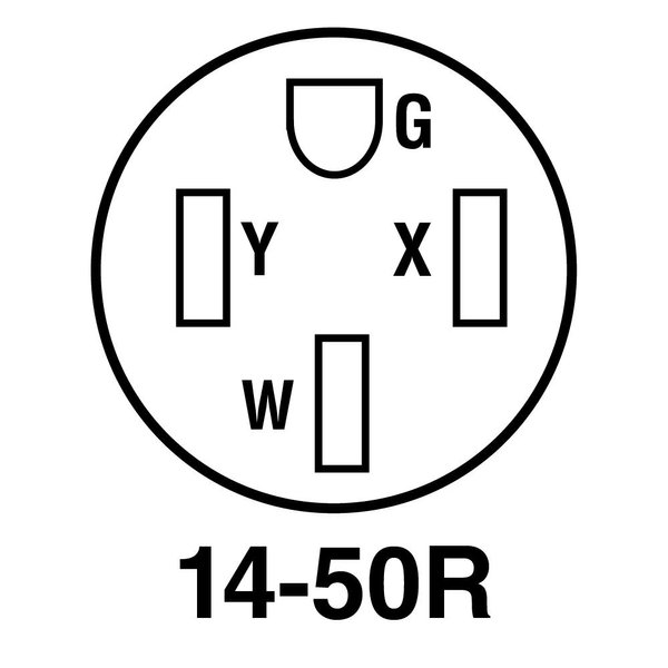 Legrand Pass & Seymour 3854CC6 50 Amp 125/250V 3 Pole 4 Wire Range Power Outlet Surface Receptacle, NEMA 14 50R, Black (1 Count)