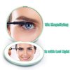 wobsion LED Lighted Travel Makeup Mirror, 1x/10x Magnification, Compact, Portable for Handbag, Purse, Pocket, 3.5 inch Illuminated, Folding, Handheld, 2-Sided , Round, Cyan