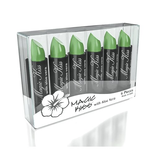 Magic Kiss Lipstick Set Aloe Vera Color Changing 6 Pack MADE IN USA (Black)