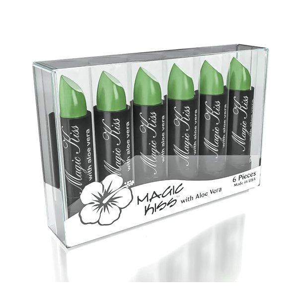 Magic Kiss Lipstick Set Aloe Vera Color Changing 6 Pack MADE IN USA (Black)