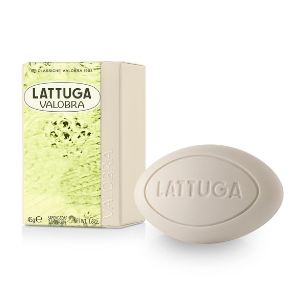 Valobra Bar Soap Lattuga, with Corn Oil Cream and Lettuce Extract for Delicate Skin, Travel Size, 1.6 oz/45g
