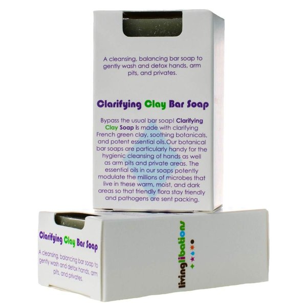 LIVING LIBATIONS - Organic Clarifying Green Clay Soap Bar | Natural, Wildcrafted, Vegan Clean Beauty (4.23 oz | 120 g)
