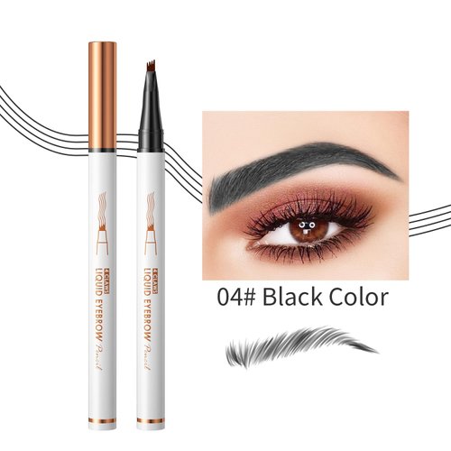 Eyebrow Pencil,3D Microblading Eyebrow Tattoo Pencil 4 Fork Tip,Eye Makeup Long-Lasting Waterproof & Smudge-proof Natural Eyebrow Hair Eyebrow Pencil (1#black)