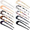 10 Pieces U Shaped Hairpin French Hair Pin Chignon Pin Hair Fork Sticks Celluloid Acetate Tortoise Shell Hair Pin Updo for Women Girls