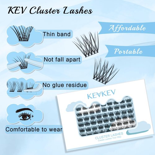 Lash Clusters 96 Pcs Cluster Lashes Eyelash Clusters DIY Cluster Eyelash Extensions Individual Lashes Thin Band & Soft(Glacier,D-10-16mix)