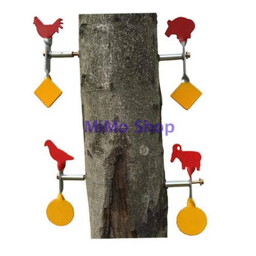 Air Gun Spinner Target 4 Pcs Set Tree Standing Shooting Targets Goat, Rooster, Piegon, Boar Four in One