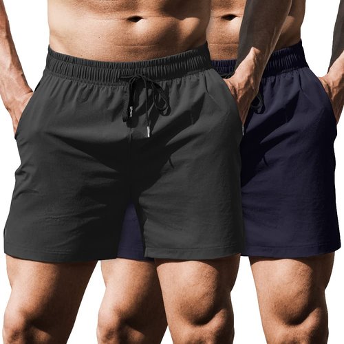 COOFANDY Mens 2 Pack Workout Gym Shorts Quick Dry Training Running Jogger Bodybuilding Weightlifting Pants with Pockets