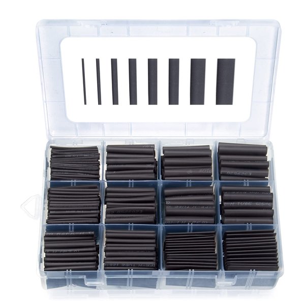 MILAPEAK 650 PCS Heat Shrink Tubing Kit, UL Approved Heat Shrink Tube Wire Wrap, 2:1 Ratio Electrical Cable Sleeve Assortment with Storage Case for Long Lasting Insulation Protection (8 Sizes, Black)
