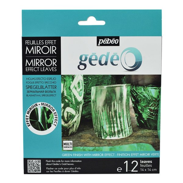Pebeo 766547 Gedeo Mirror Effect Leaves Adhesive Sheet, Green