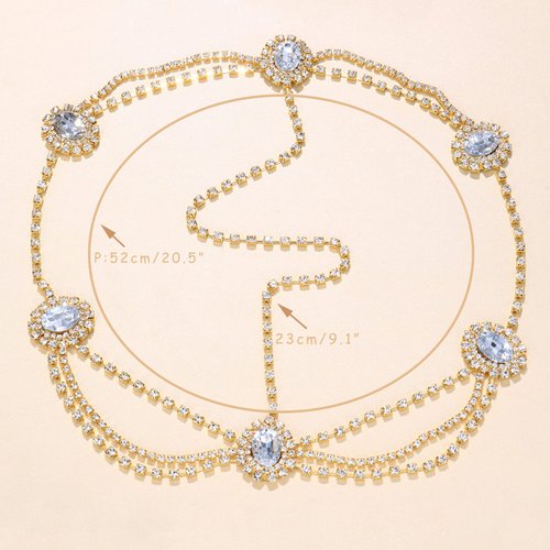 NAISKA Gold Crystal Rhinestones Head Chain Hair Jewelry Layered Wedding Crystal Headpiece Dainty Bride Prom Headband Hair Accessories for Women and Girls