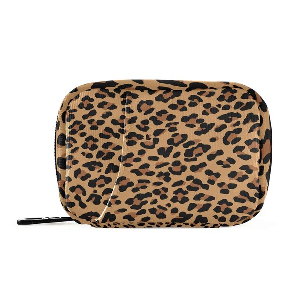 xigua Leopard Pill Case 7-Day Travel Pill Organizer Box with Zipper Closure for Vitamins, Medication and Supplements