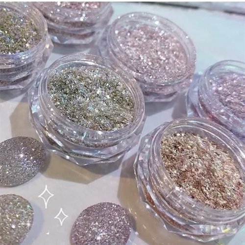 6 Colors Holographic Diamond Nail Powder,Sparkling Crystal Nail Sequins Extra Fine Glitter Dust Laser Effect Bright Shining Flakes for Acrylic Nails Polish Nail Art DIY Decoration (multi color)