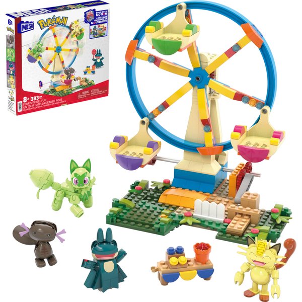 MEGA Pokémon Building Toys Set Ferris Wheel Fun with 393 Pieces, 4 Poseable Characters, 5+ Inches Tall, for Kids