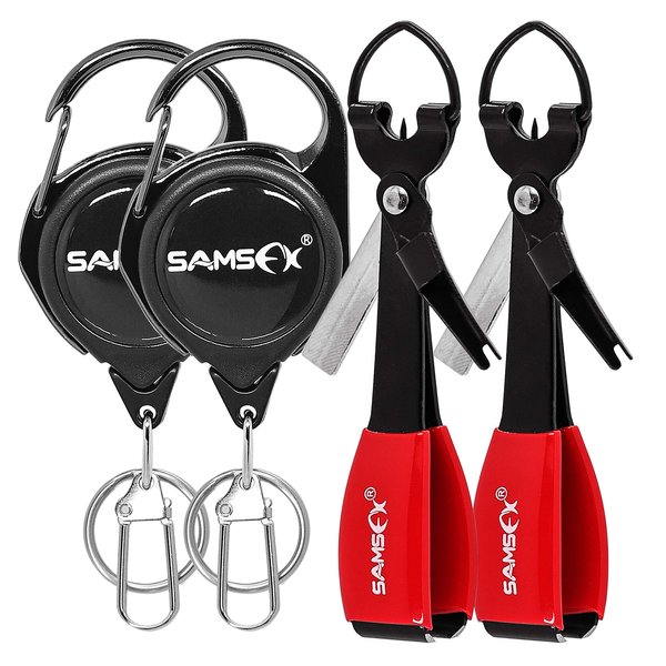 SAMSFX Fly Fishing Knot Tying Tools Quick Knot Tool for Fishing Hooks, Lures, Flies, Trout Line Backing, Come with Zinger Retractors