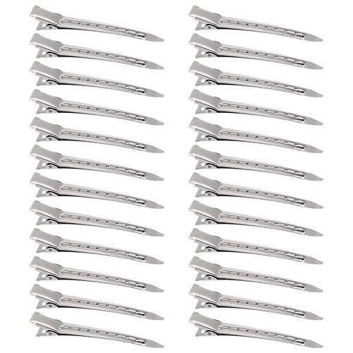 24Pcs Duck Billed Hair Clips for Styling Sectioning, Metal Hair Clips for Women Long Hair, Metal Alligator Curl Clips for Hair Roller Salon(Silver)