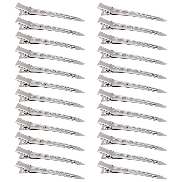 24Pcs Duck Billed Hair Clips for Styling Sectioning, Metal Hair Clips for Women Long Hair, Metal Alligator Curl Clips for Hair Roller Salon(Silver)