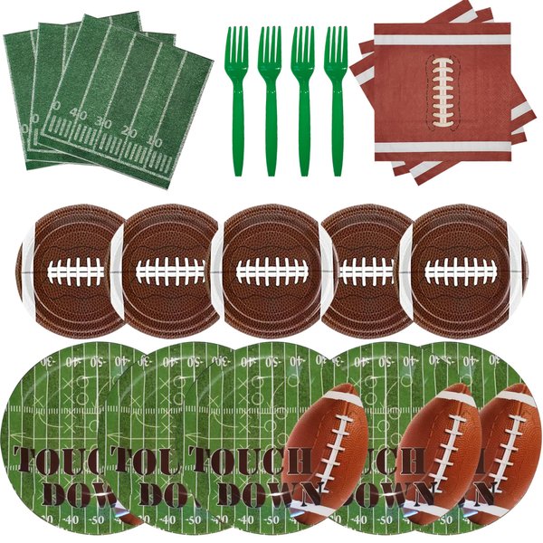 96 Pcs Football Party Decorations Bundle Paper Plates Napkins For Football Birthday Party Favors