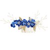 Wedding Hair Combs, Crystal Flwoer Hair Clips Bride Bridesmaid Hair Sides Comb Rhinestone Barrettes, Pearl Flower Hair Pins Hair Accessories for Women Girls (Royal Blue)