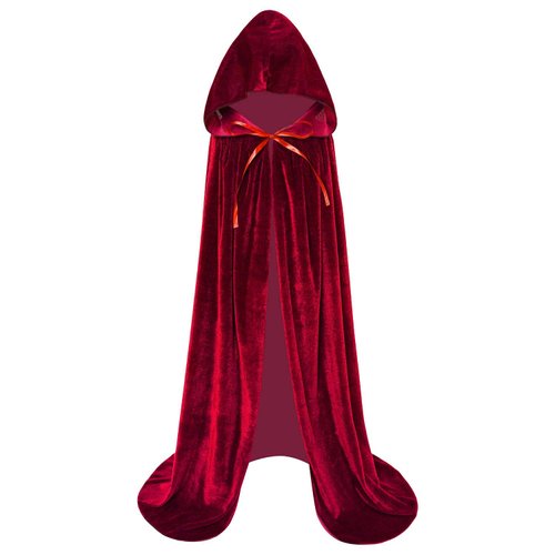 Makroyl Kids Velvet Cloak Cape With Hooded For Halloween Christmas Cosplay Costumes (Small, Wine red)