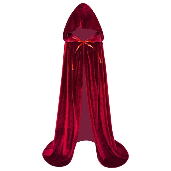 Makroyl Kids Velvet Cloak Cape With Hooded For Halloween Christmas Cosplay Costumes (Small, Wine red)