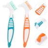 Healvian 2 Sets Travel Toothbrush Set Denture Toothbrush and Toothbrush Storage Box Box Soft Double Bristle False Teeth Brush Denture Cleaning Tool