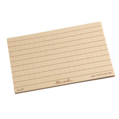 Rite in the Rain Weatherproof Index Card Wallet: Tan CORDURA® Fabric Cover, 25 Tan 3" x 5" Index Cards (No. C991T)