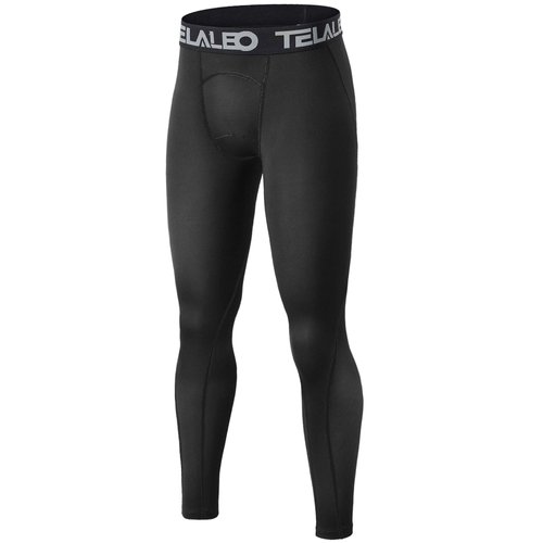 TELALEO Boys Thermal Compression Leggings Pants Youth Fleece Lined Base Layer Tights Cold Weather Heat Gear (Fireball is an AD) Black L