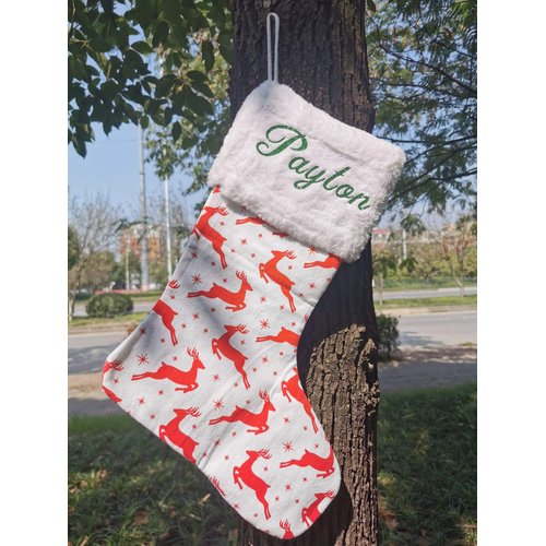 HUAN XUN Custom Holiday Stocking with Children’s Name Xmas Gifts for Boys Vegan