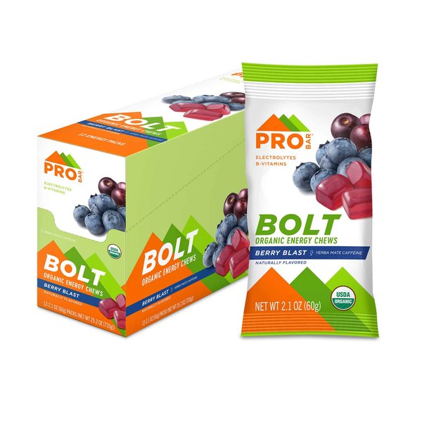 PROBAR - Bolt Organic Energy Chews, Berry Blast, Non-GMO, Gluten-Free, USDA Certified Organic, Healthy, Natural Energy, Fast Fuel Gummies with Vitamins B & C,12 Count (Pack of 1)