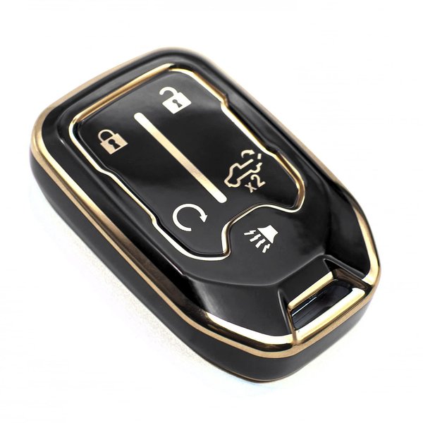 FEYOUN Key Fob Cover Compatible with Chevy Chevrolet Silverado GMC Sierra 1500 2500 3500 HD Limited Smart 5 Buttons TPU Remote Keyless Key Fob Case Protection Shell Accessories, Black