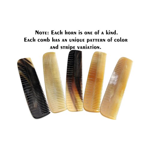 5MOONSUN5's Ox Horn Comb Premium Quality 100% Handmade Anti Static Natural Fine Horn pocket Comb Without Handle- Professional Detangling Massage Fine tooth Comb A Great Gift - (7.5 inch)