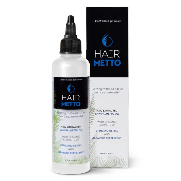 HAIRMETTO® Topical Hair Serum for Hair Regrowth, Hair Loss Products with Extracted Saw Palmetto Oil for Bald Spots, Soothes Dry and Itchy Scalp, Non-Oily, Peppermint Scent, 118 mL Bottle