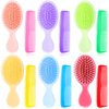 12 Pack Wet Small Hair Brush Hair Combs Set, 6 Detangler Mini Hair Brush Detangling Travel Hair Brush 6 Plastic Fine Wide Hair Combs for Women Men Kids Toddler Girls Baby Curly Hair (Bright Color)