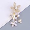 Teyglen Bridal Rhinestone Hair Clips Dainty Gold Flower Hair Barrette Sparkly Crystal Hair Clips Pins Wedding Hair Accessories for Women Girls