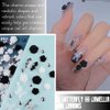 Umillars 3D Flowers Nail Art Charms Rhinestones Kit,Acrylic Black White Camellia Rose Flower 3D Butterfly Mix White Nail Rhinestones Round Pearls for Nail Art Designs DIY Accessories Craft