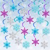 Clabby 48 Pcs Christmas Winter Snowflake Hanging Swirls Decorations Snowflakes Hanging Ceiling Streamers Glittery Snowflakes Ornament for Christmas Winter Snowflake Party Birthday Party