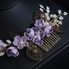 JWICOS Bride Wedding Hair Comb Flowers Pearl Wedding Hair Accessories Vintage Bridal Hair Clips for Women and Girls purple