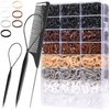 Small Elastic Hair Ties, TsMADDTs 2000 Pcs Hair Rubber Bands with Organizer Box, 7 Natural Colors Clear&Black&Brown Elastic Hair Ties with Hair Tail Tools, Rat Tail Comb