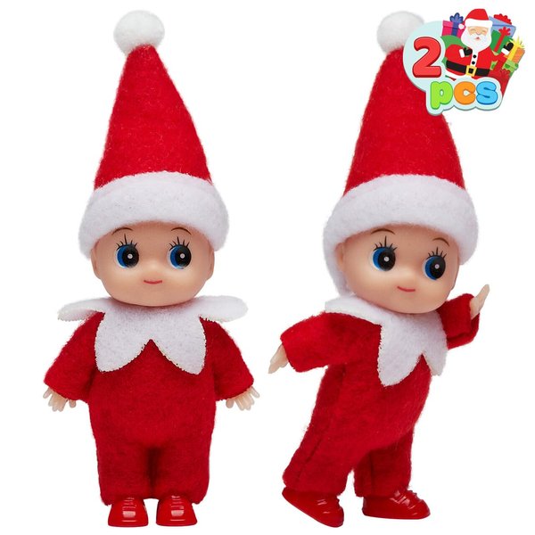 JOYIN 2 Pcs Christmas Elf Plush Doll Tiny Soft Plush Toy Doll for Christmas Decor, Xmas Gift, Xmas Clothing for Elf Doll