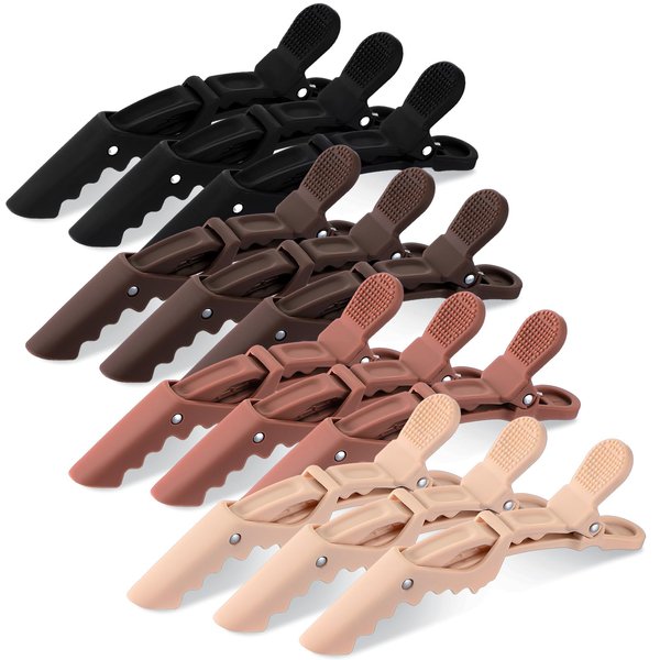 Havawish 12 Pcs Alligator Clips for Hair Styling Matte Alligator Hair Clips Crocodile Clips Plastic Hair Sectioning Clips Makeup Hair Clips Curly Hair Styling Accessories for Women Hair Styling Salon