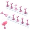 2 Sets Pink Nail Stand for Press on Nails Display, Magnetic Fake Nails Holder for Painting Nails Practices, Beginner Acrylic Nail Art Kit Accessories, Nail Salon Equipment and Decor