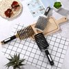 3 Pieces Curved Vented Boar Bristle Hair Brushes Fast Dry Detangling Hair Brush Curved Vented Styling Hair Brush Fast Blow Drying Hair Brush for Wet, Long and Curly Hair (Black, White, Gold)