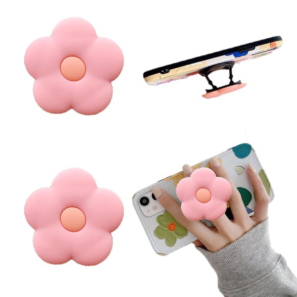 2pcs Daisy Silicone Mobile Phone Grip Stand Flower Phone Grip with Expanding Kickstand Phone Grip Stand Holder Flower Cell Phone Stand for Smartphone Tablet Cell Phone Accessories (Pink)