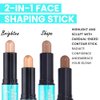 evpct 2in1 Face Shaping & Contouring Stick Cream Contour Concealer Bronzer Stick Makeup Kit for Beginner Face Highlighter Makeup Stick contorno maquillaje de maquillaje, NEW Rich +NEW Deep