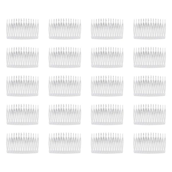 Lawie 20 Pack Clear Small Plastic Hair Side Comb With Long Teeth Thin Fine Gray Hair Pins White Mini Barrettes for Women Bridal Wedding Veil Decorative DIY Craft Headpiece French Twist Bun Accessories
