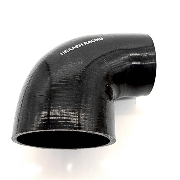 HEAAEH RACING 90 Degree ID 3 Inch to 4 Inch 4Ply Reducer Silicone Hose Black (76-102MM)