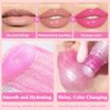 Magic Color Changing Lip Oil,Hydrating Shimmer Lip Glow Oil,Moisturizing Lip Oil Glossy Transparent Plumping Lip Gloss,Warm Change Tinted Lip Oil for Lip Care and Dry Lips (#2 Shimmer Color Changing)